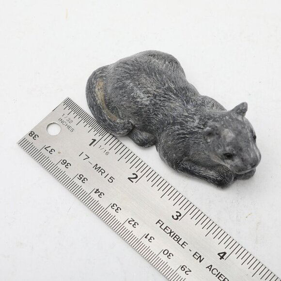 Vintage WOLF ORIGINAL Mountain Lion Cat Sculpture Figurine Handmade Canada Grey - Picture 5 of 6